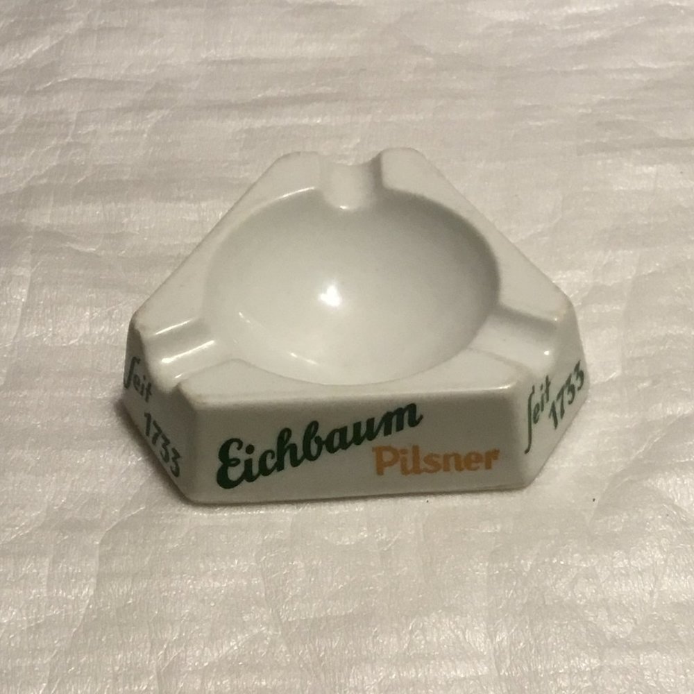 Rare antique Eichbaum Pilsner Beer porcelain advertising ashtray